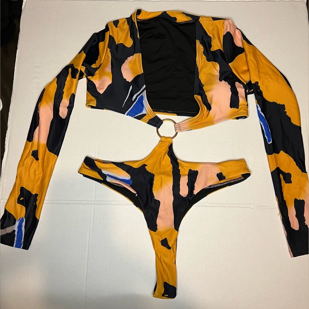 Matte collection, Long Sleeve Bathing Suit, Size Small